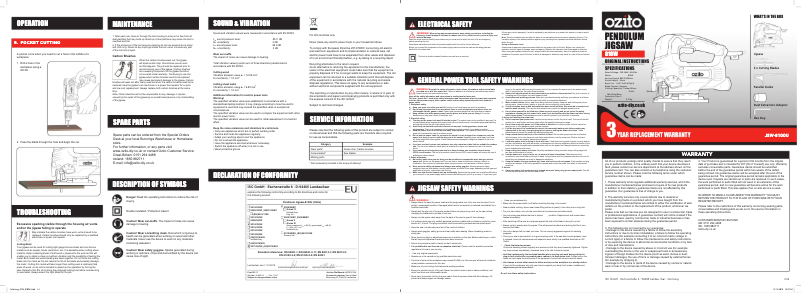 Image de la première page du manuel de l'appareil JSW-8100U