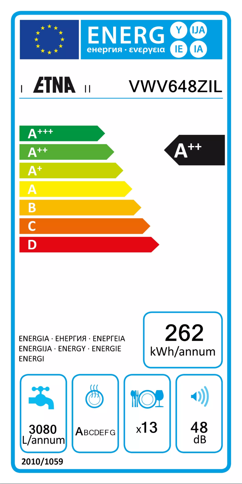 Page n°1 - Label énergétique Etna VWV648ZIL