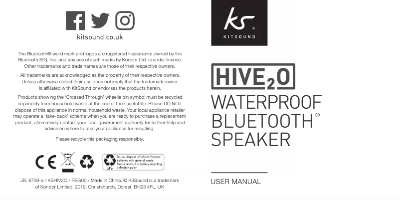 Page n°1 - Manuel utilisateur KitSound Hive2o