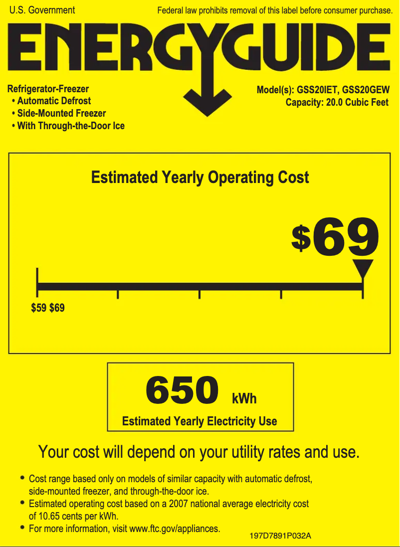 Página 1 del manual Etiqueta energética GE GSS20IETWW