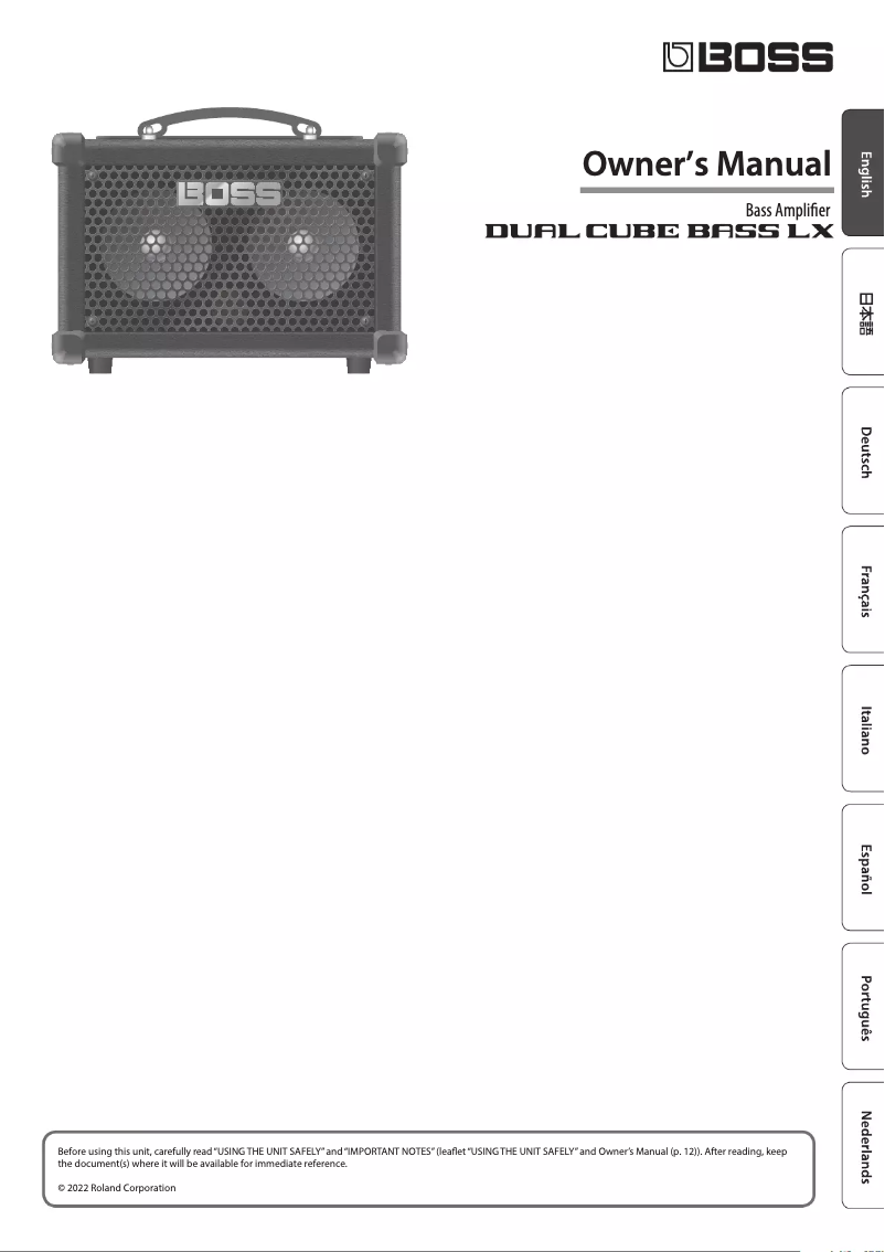Page 1 de la notice Manuel utilisateur Boss Dual Cube Bass LX