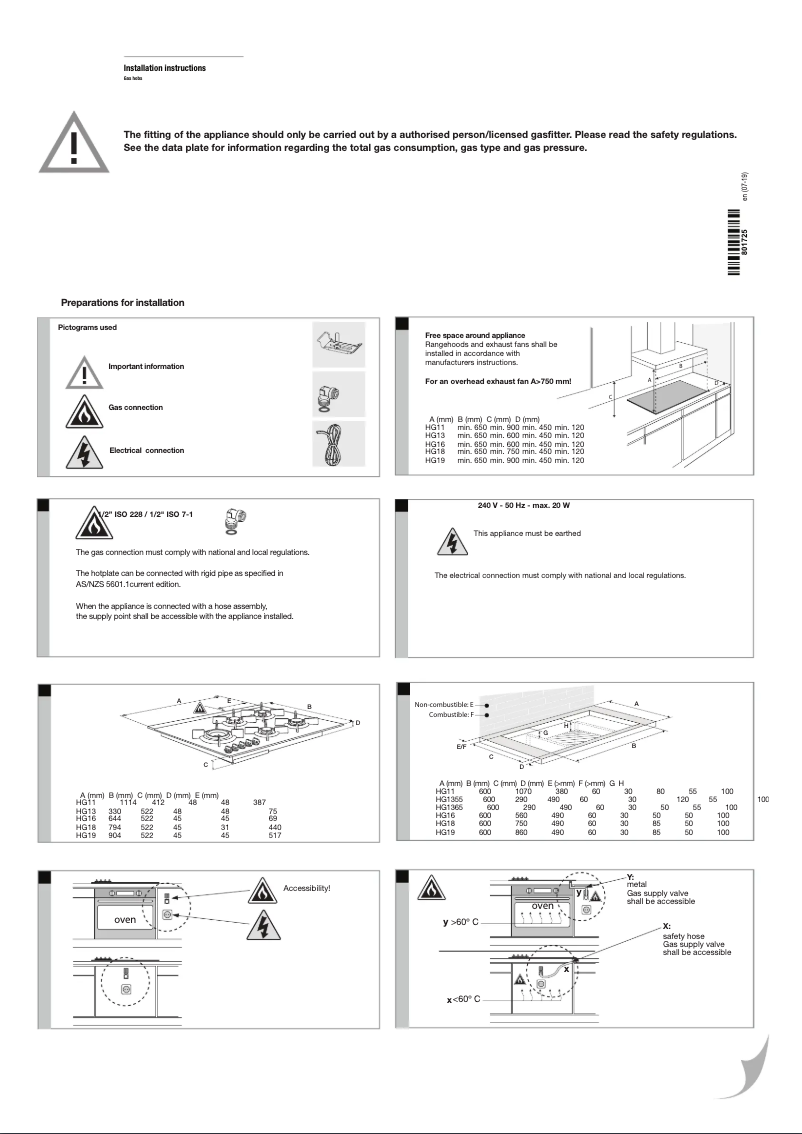 Page n°1 - Guide d'installation Asko HG1825AD