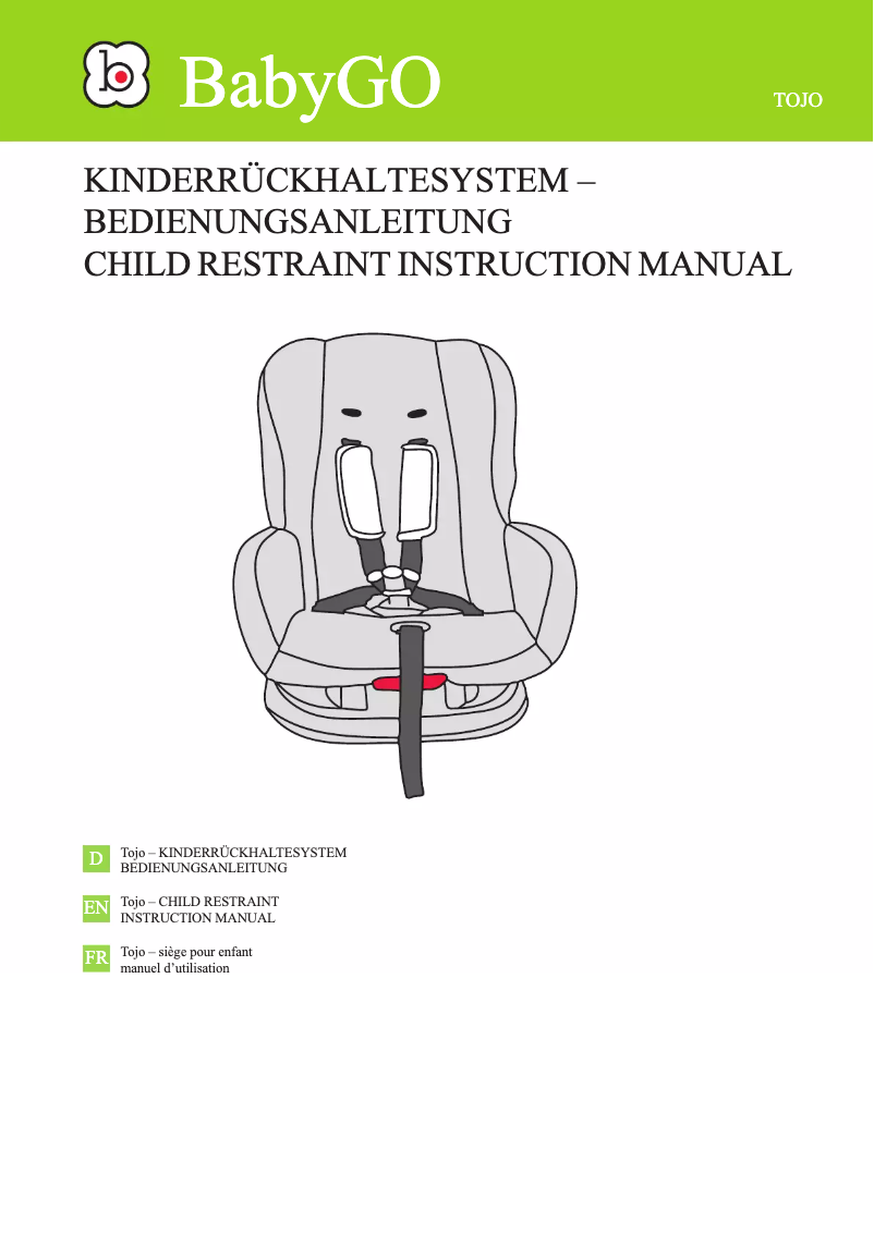 Page 1 de la notice Manuel utilisateur BabyGO Tojo