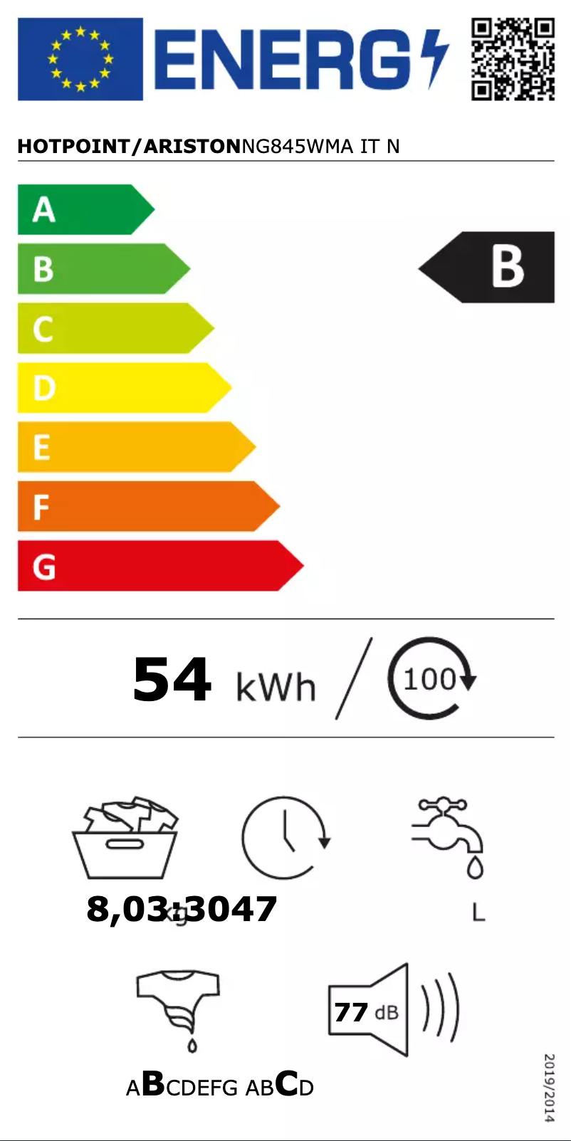 Page n°1 - Manuel utilisateur Hotpoint NG845WMA IT N
