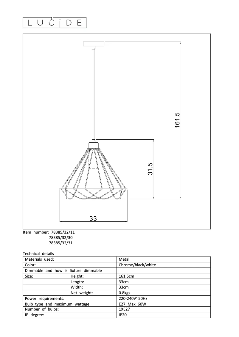 Image de la première page du manuel de l'appareil Kyara 78385/32/30
