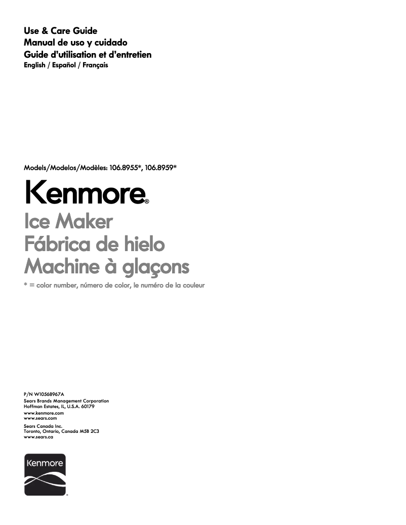 Page 1 de la notice Manuel utilisateur Kenmore 106.89553