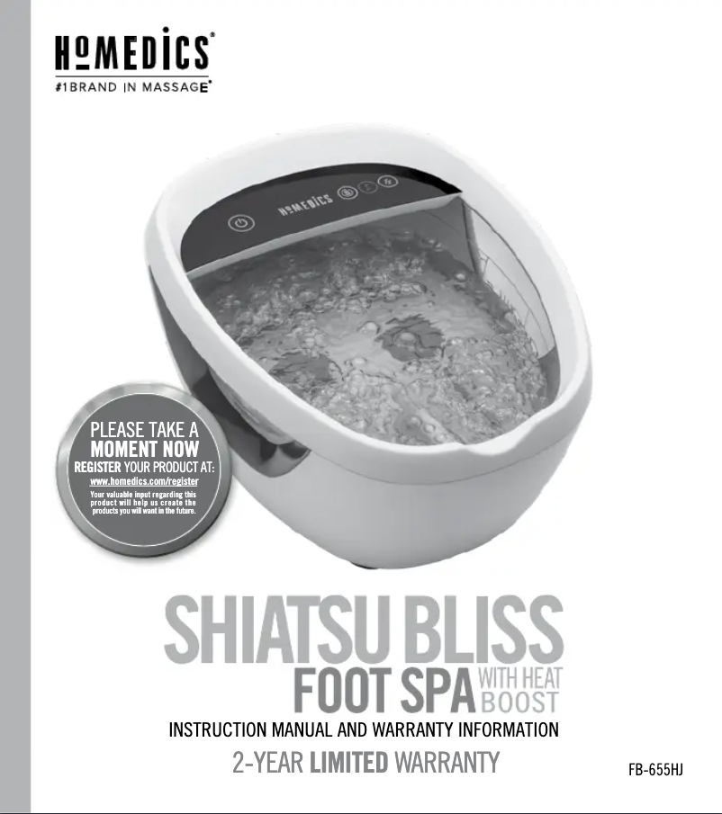 Page 1 de la notice Manuel utilisateur Homedics Shiatsu Bliss FB-655HJ