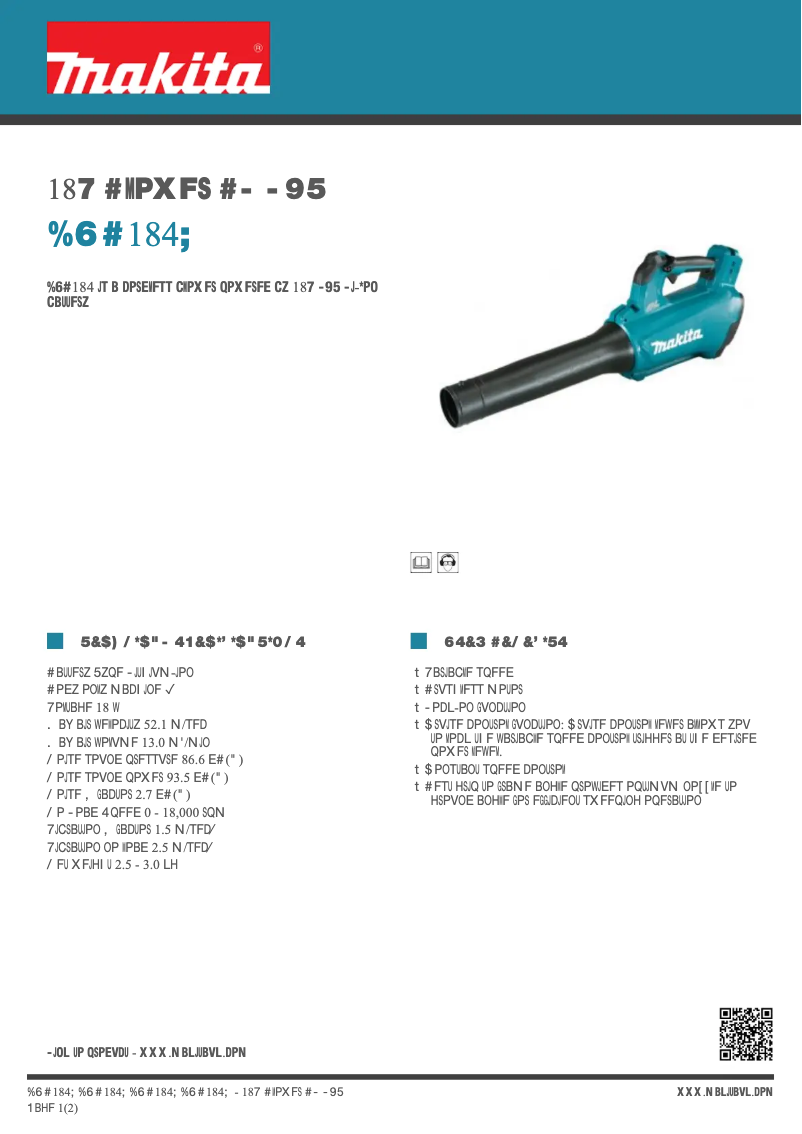 Page 1 de la notice Fiche technique Makita DUB184Z