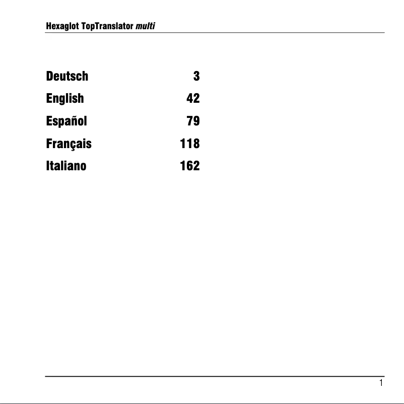 Imagen de la primera página del manual del dispositivo TopTranslator multi