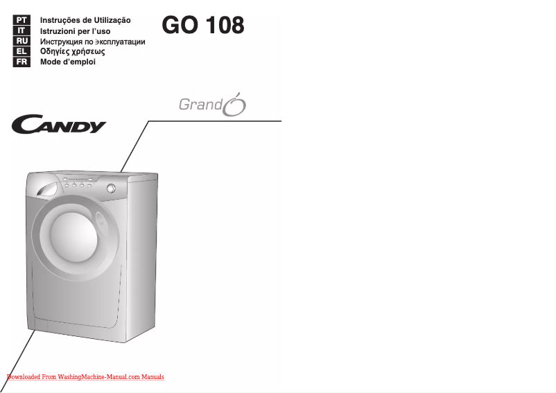Page n°1 - Manuel utilisateur Candy GrandO GO 108 DF