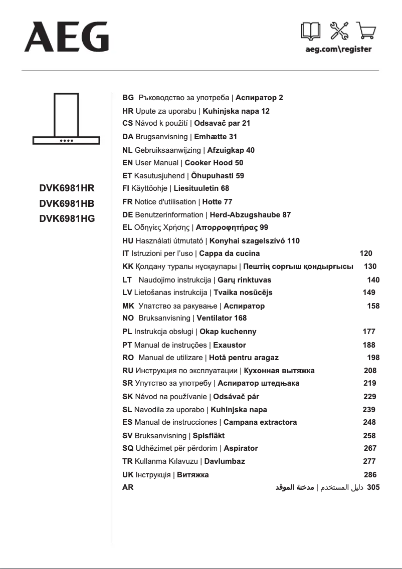 Page 1 de la notice Manuel utilisateur AEG DVK6981HB