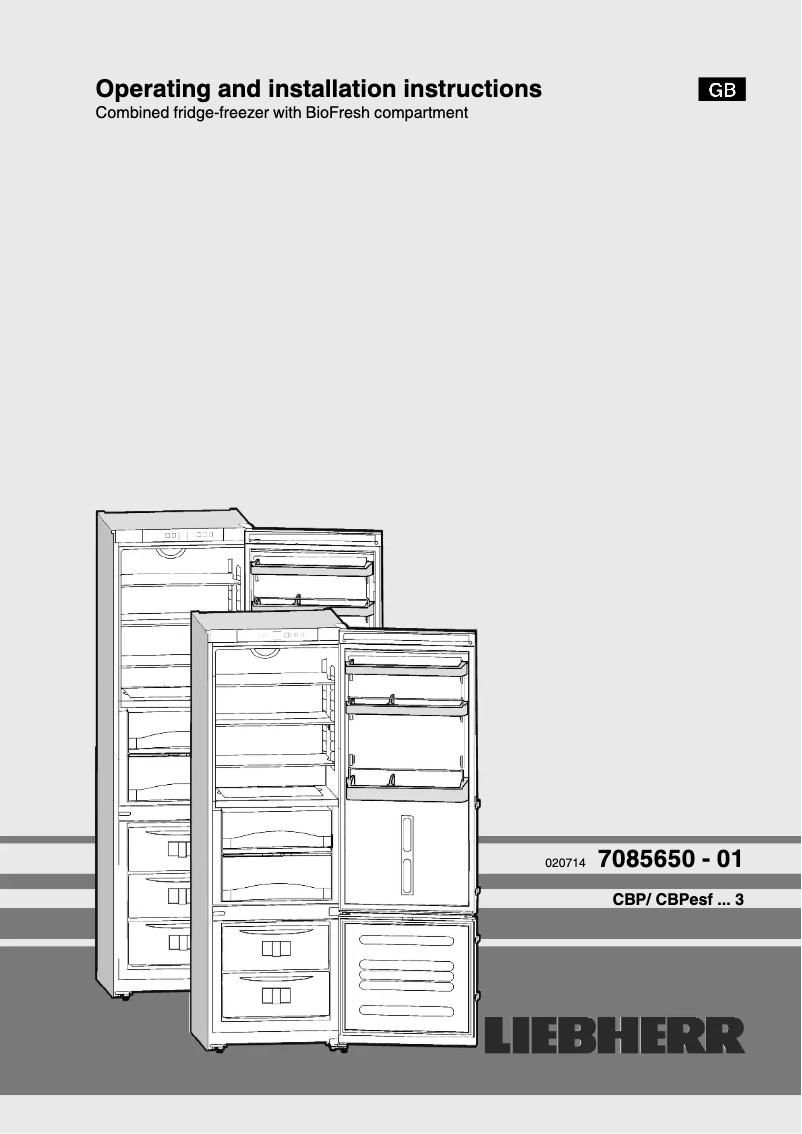 Page 1 de la notice Manuel utilisateur Liebherr CBPESF 4013