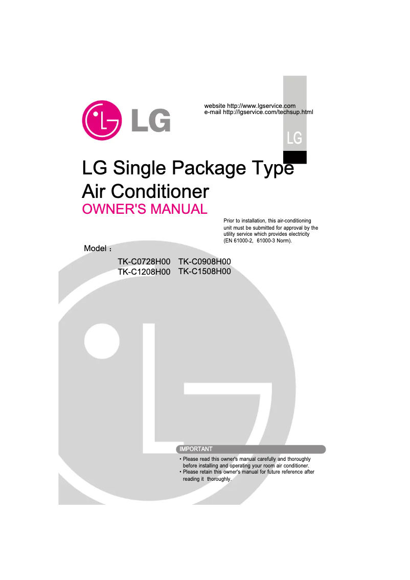 Page 1 de la notice Manuel utilisateur LG TK-C1208H00