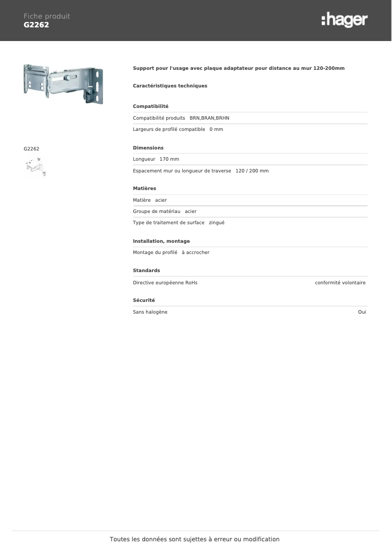 Page n°1 - Manuel utilisateur Hager G2262