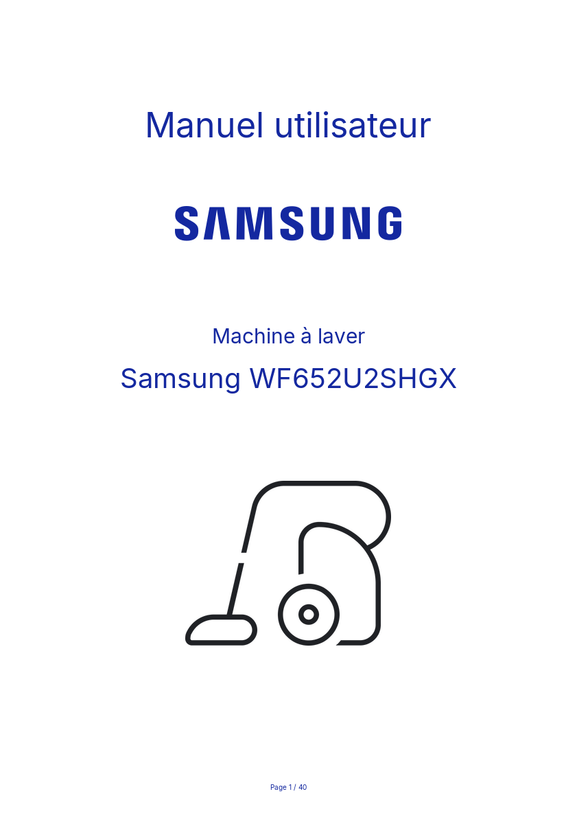 Page n°1 - Manuel utilisateur Samsung WF652U2SHGX