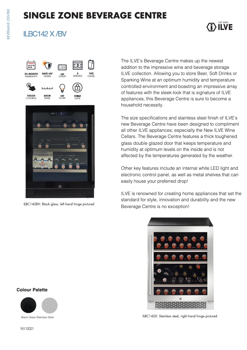 Page 1 de la notice Fiche technique Ilve ILBC142BVL
