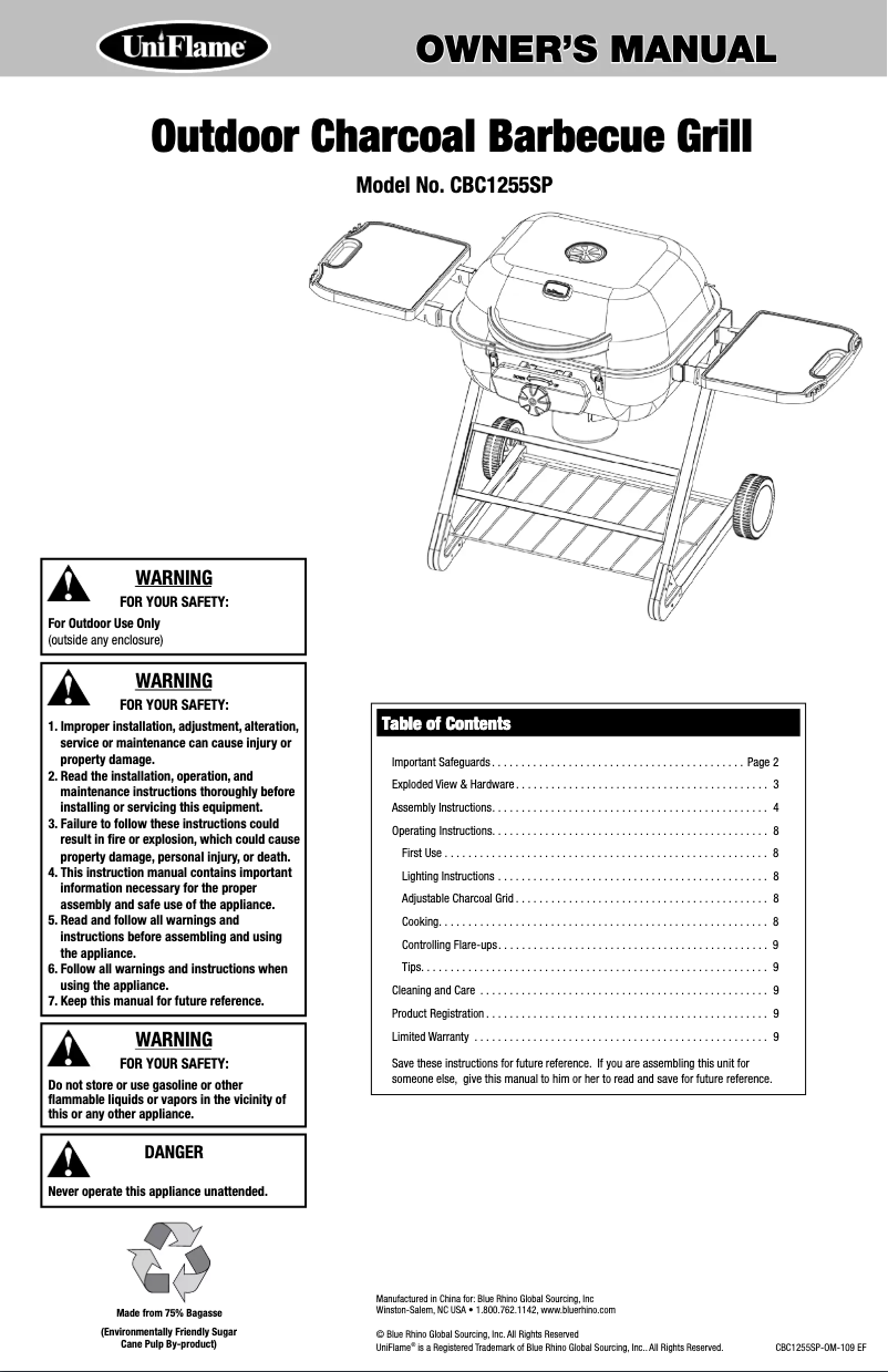 Página 1 del manual Manual de usuario Blue Rhino CBC1255SP