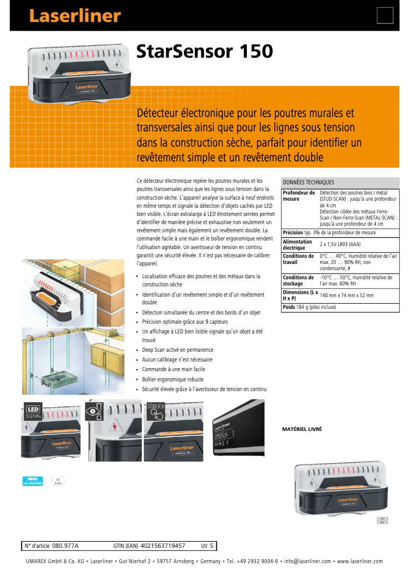 Image de la première page du manuel de l'appareil StarSensor 150