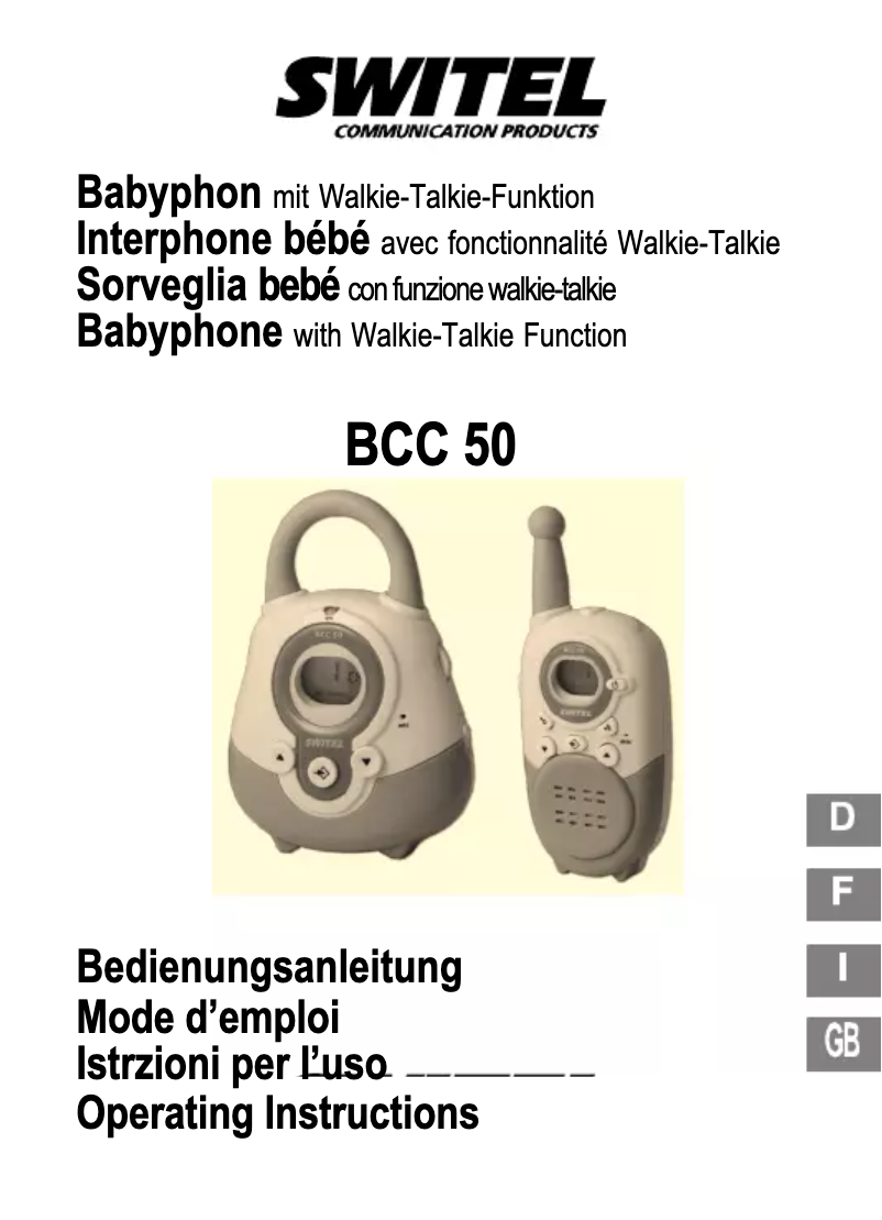 Page n°1 - Manuel utilisateur Switel BCC 50