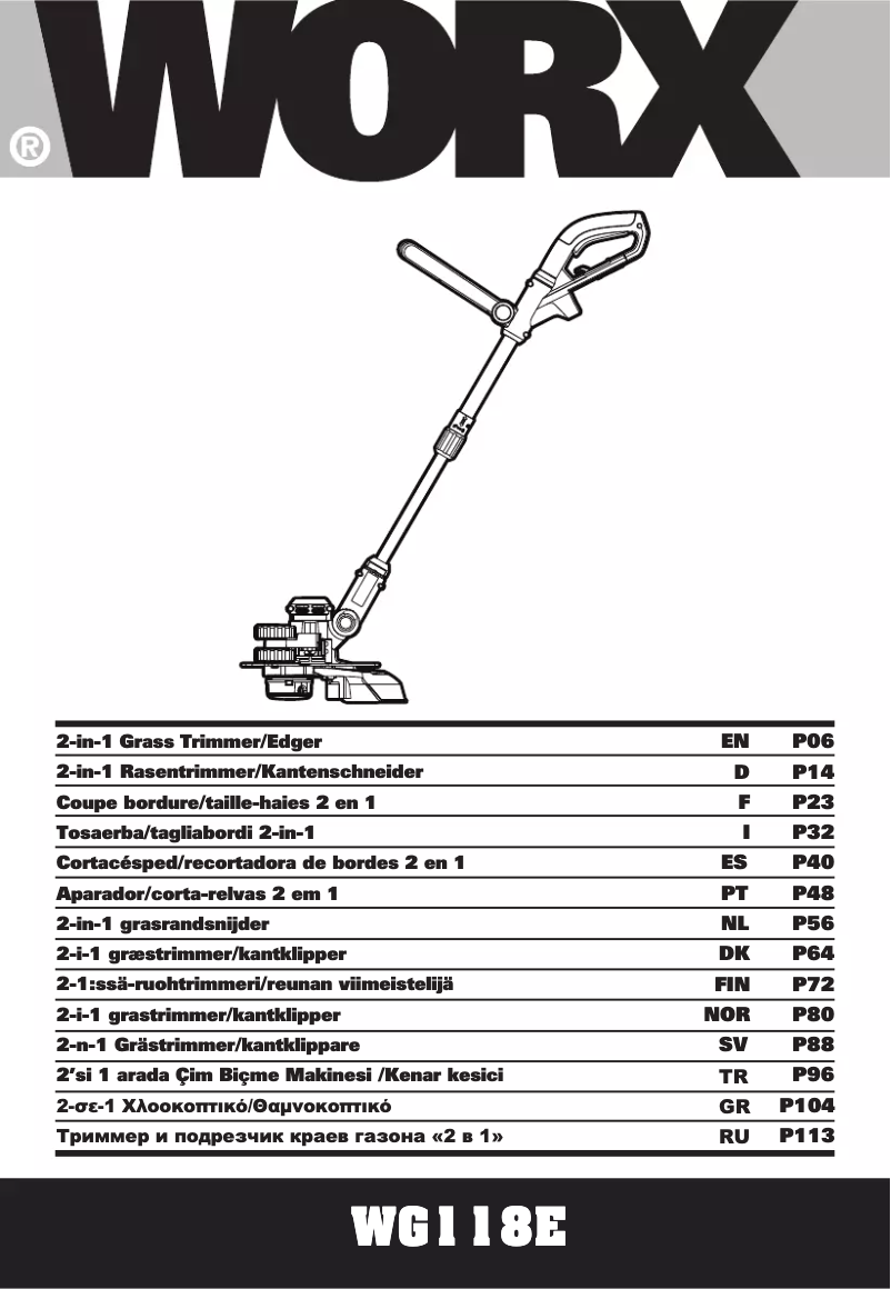 Page 1 de la notice Manuel utilisateur Worx WG118E