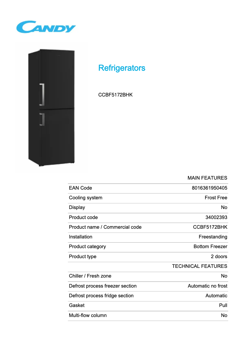 Image de la première page du manuel de l'appareil CCBF5172BHK