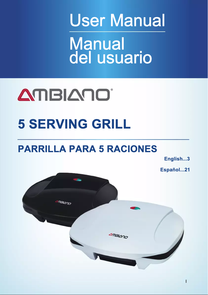Page 1 de la notice Manuel utilisateur Ambiano 5-Serving Grill TSK-2990A2G