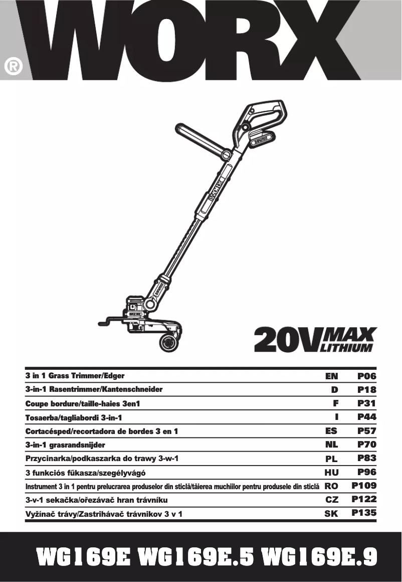 Page 1 de la notice Manuel utilisateur Worx WG169E.9