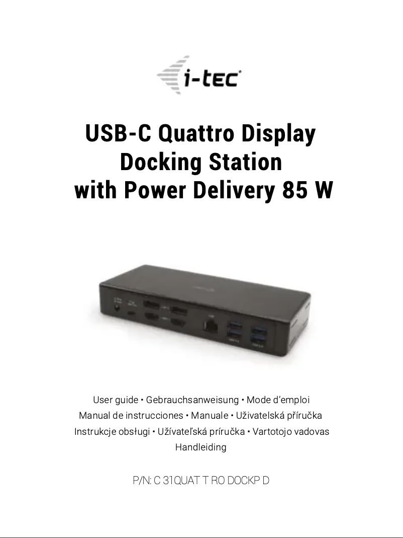 Page 1 de la notice Manuel utilisateur i-TEC C31QUATTRODOCK