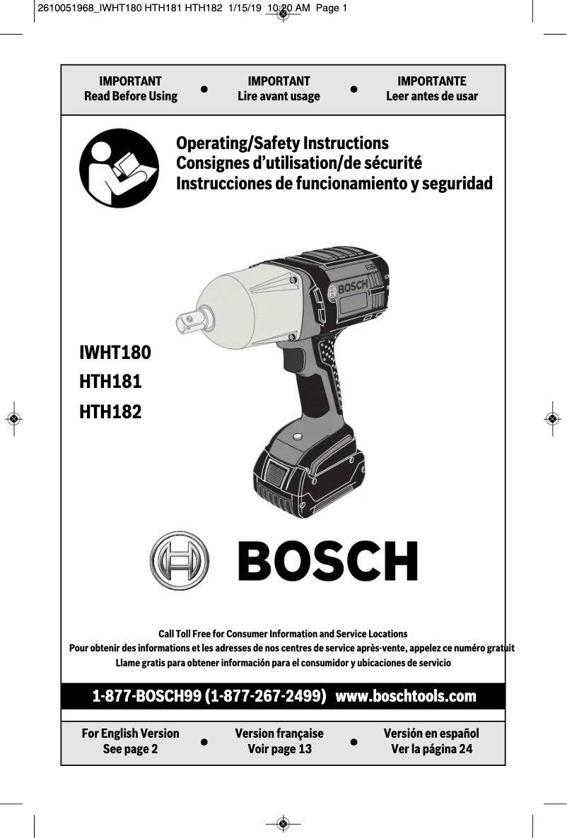 Page 1 de la notice Manuel utilisateur Bosch HTH181B