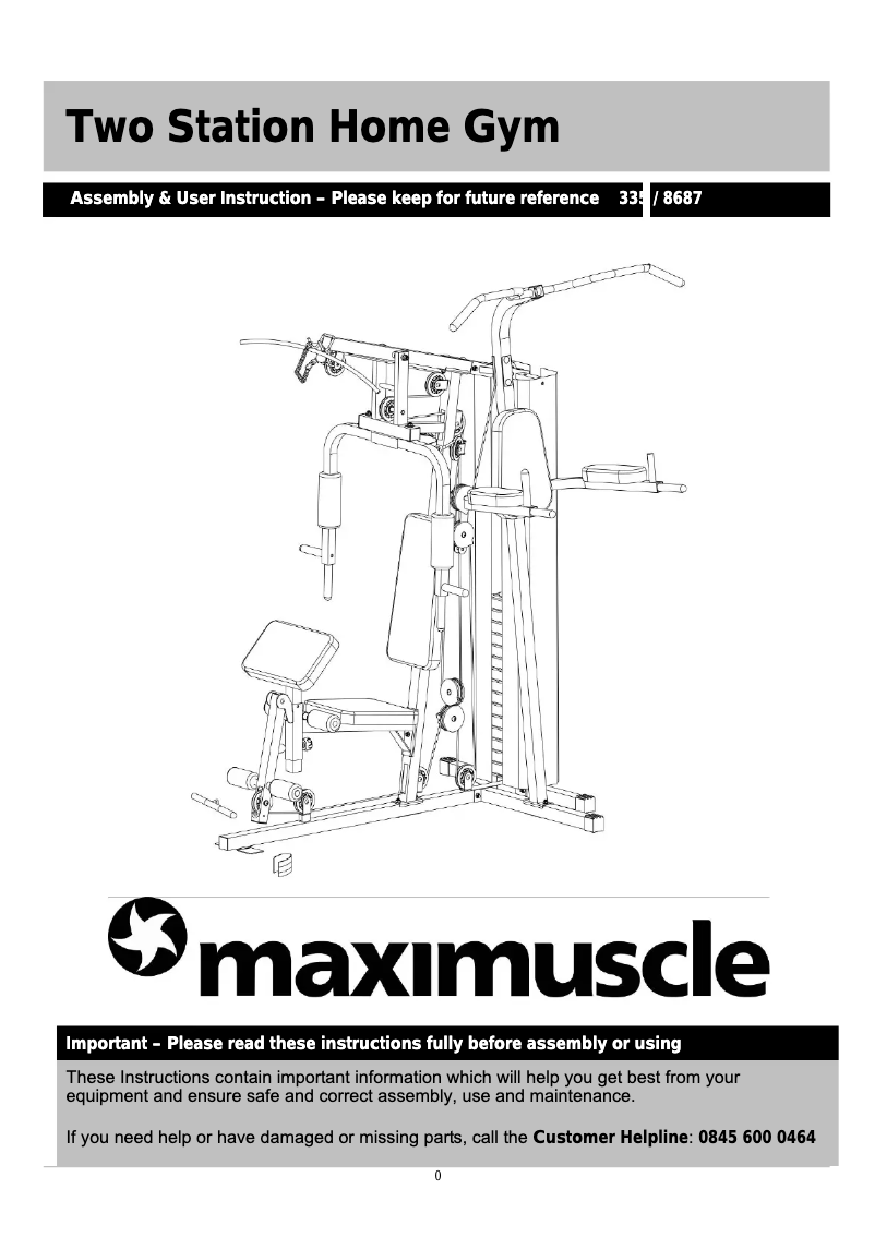 Page n°1 - Manuel utilisateur Maximuscle 335/8687