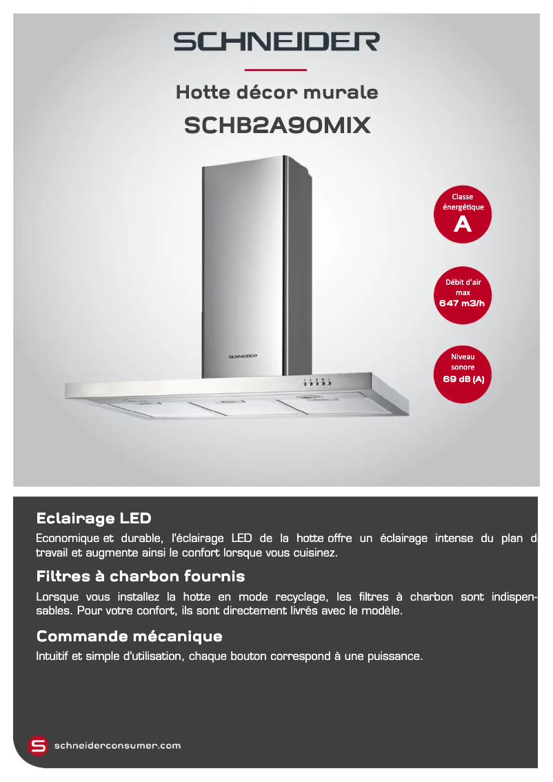 Page 1 de la notice Fiche technique Schneider SCHB2A90MIX