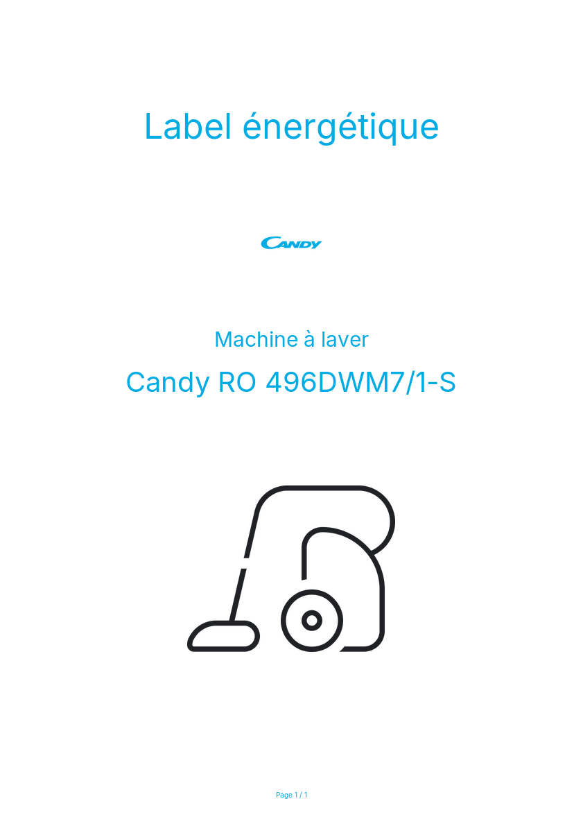 Page n°1 - Label énergétique Candy RO 496DWM7/1-S