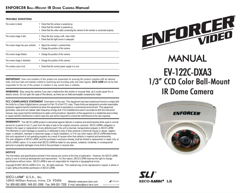Page n°1 - Manuel utilisateur Enforcer EV-122C-DXA3