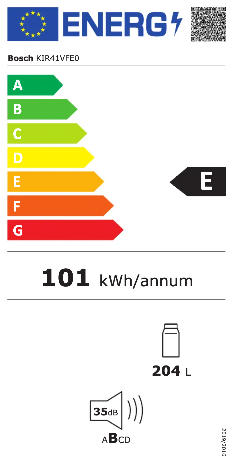 Page n°1 - Label énergétique Bosch KIR41VFE0