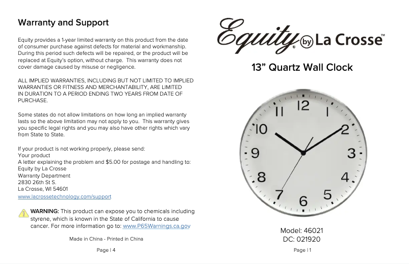 Image de la première page du manuel de l'appareil 46021