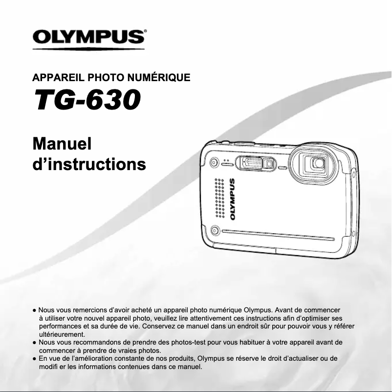 Page 1 de la notice Manuel utilisateur Olympus Tough TG-630