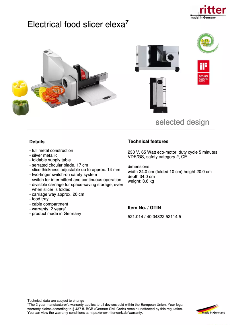 Image de la première page du manuel de l'appareil Elexa 7