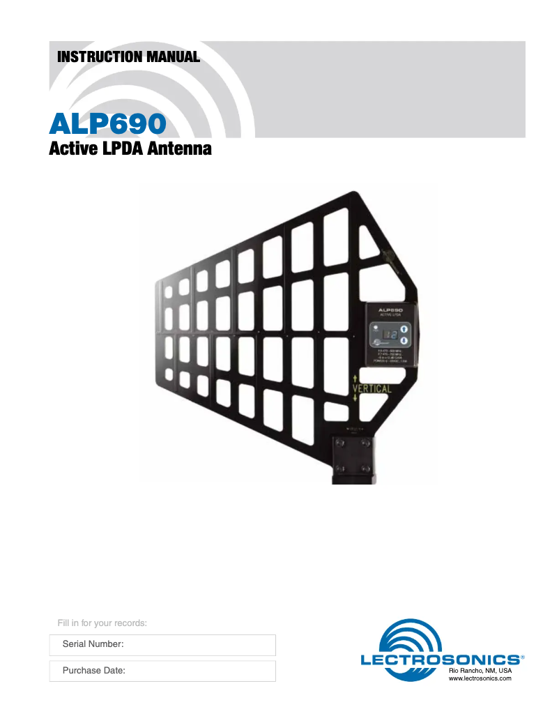 Page 1 de la notice Manuel utilisateur Lectrosonics ALP690