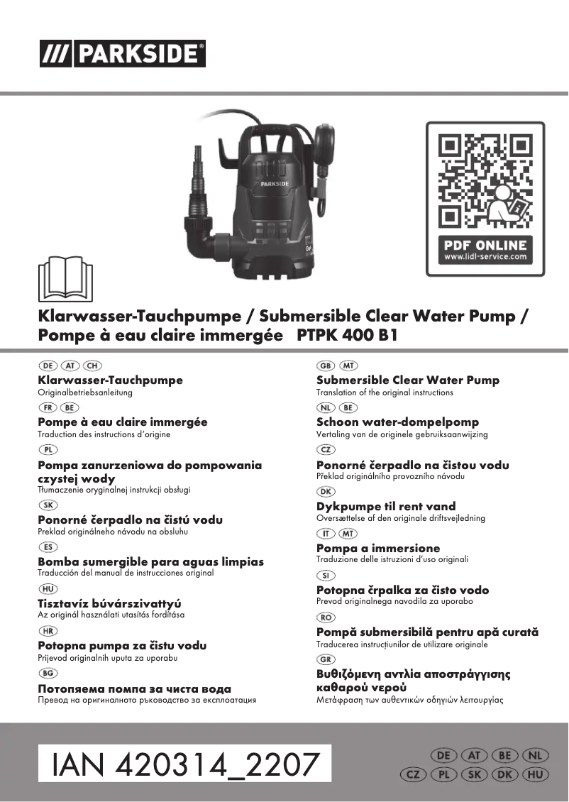 Page 1 de la notice Manuel utilisateur Parkside PTPK 400 B1