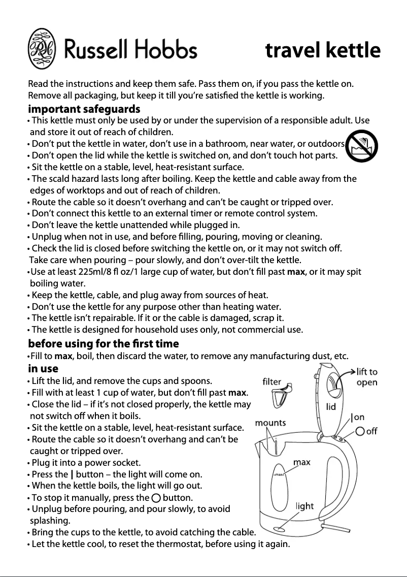 Page n°1 - Manuel utilisateur Russell Hobbs 14178