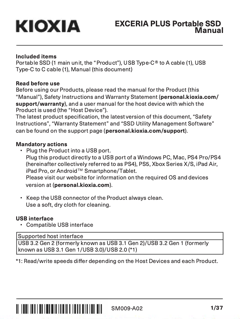 Image de la première page du manuel de l'appareil Exceria Plus