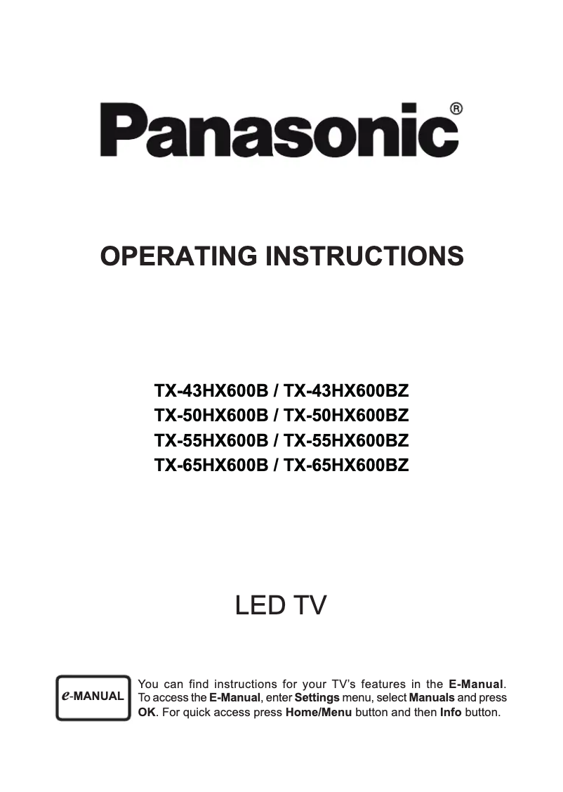 Página 1 del manual Manual de usuario Panasonic TX-55HX600BZ