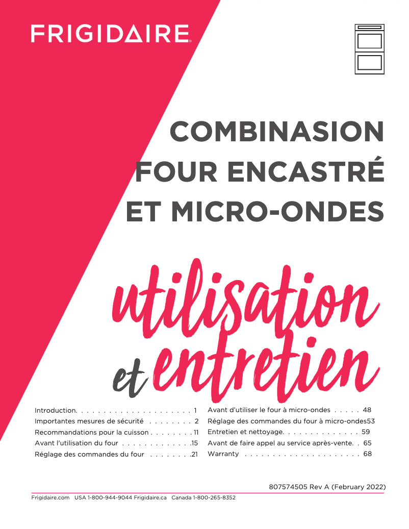 Page n°1 - Manuel utilisateur Frigidaire GCWM2767AD