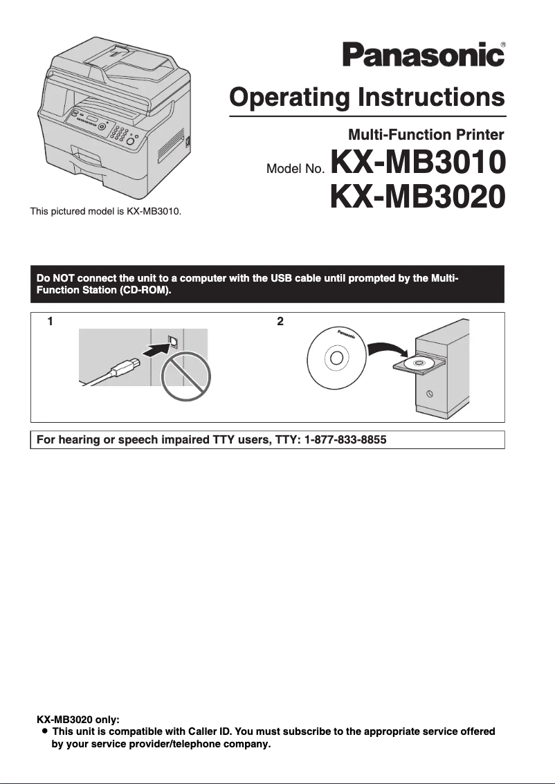 Page 1 de la notice Manuel utilisateur Panasonic KX-MB3010
