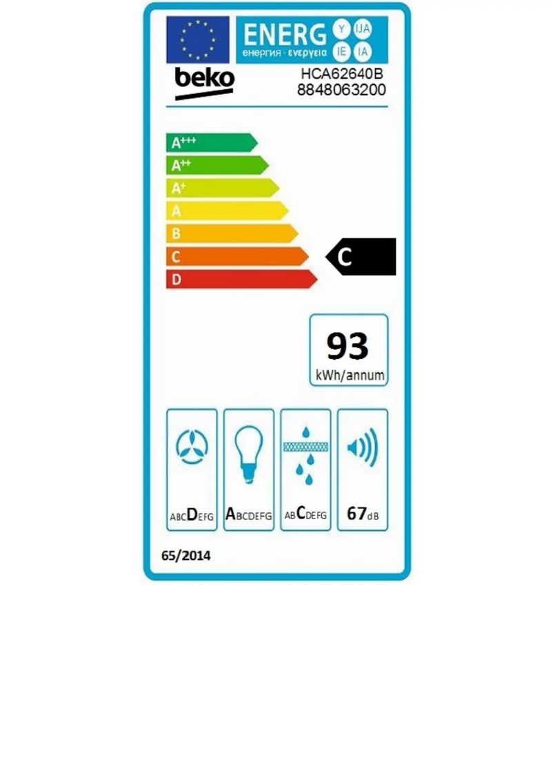 Page n°1 - Label énergétique Beko HCA62640B
