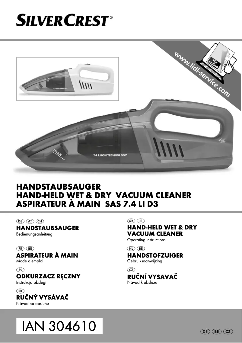 Page 1 de la notice Manuel utilisateur SilverCrest SAS 7.4 LI B3