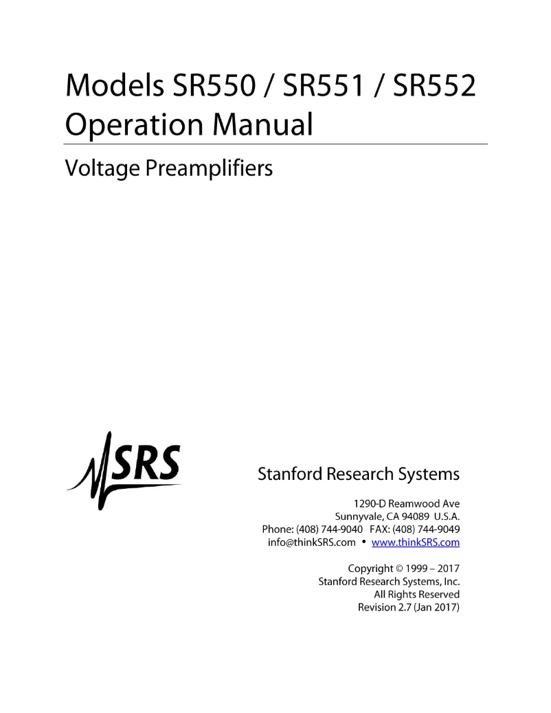 Image de la première page du manuel de l'appareil SR552