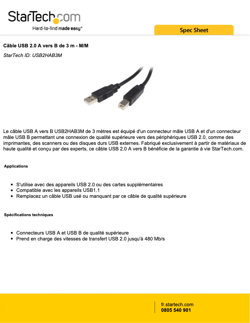 Image de la première page du manuel de l'appareil USB2HAB3M