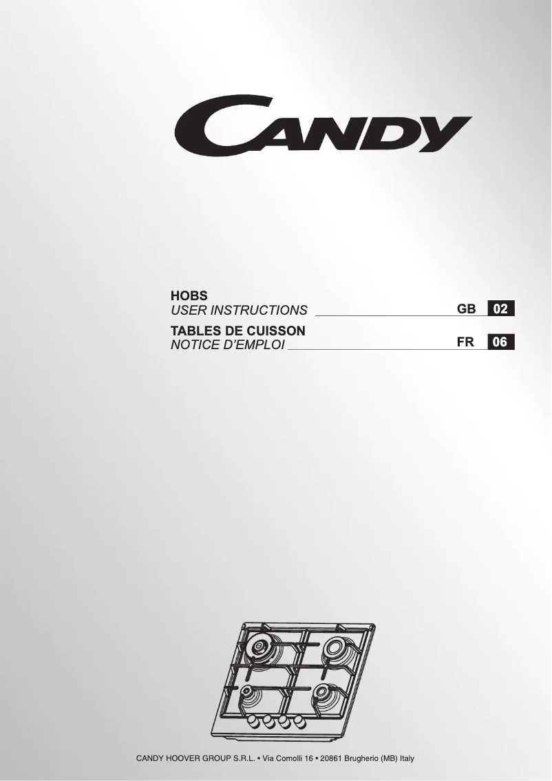Page 1 de la notice Manuel utilisateur Candy CHW6BRX-TN