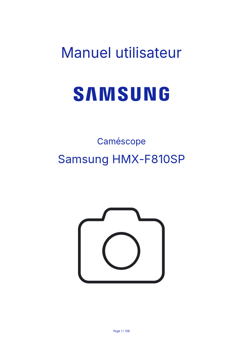 Page n°1 - Manuel utilisateur Samsung HMX-F810SP